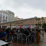 Die Terrasse des Cafe Central in Malaga